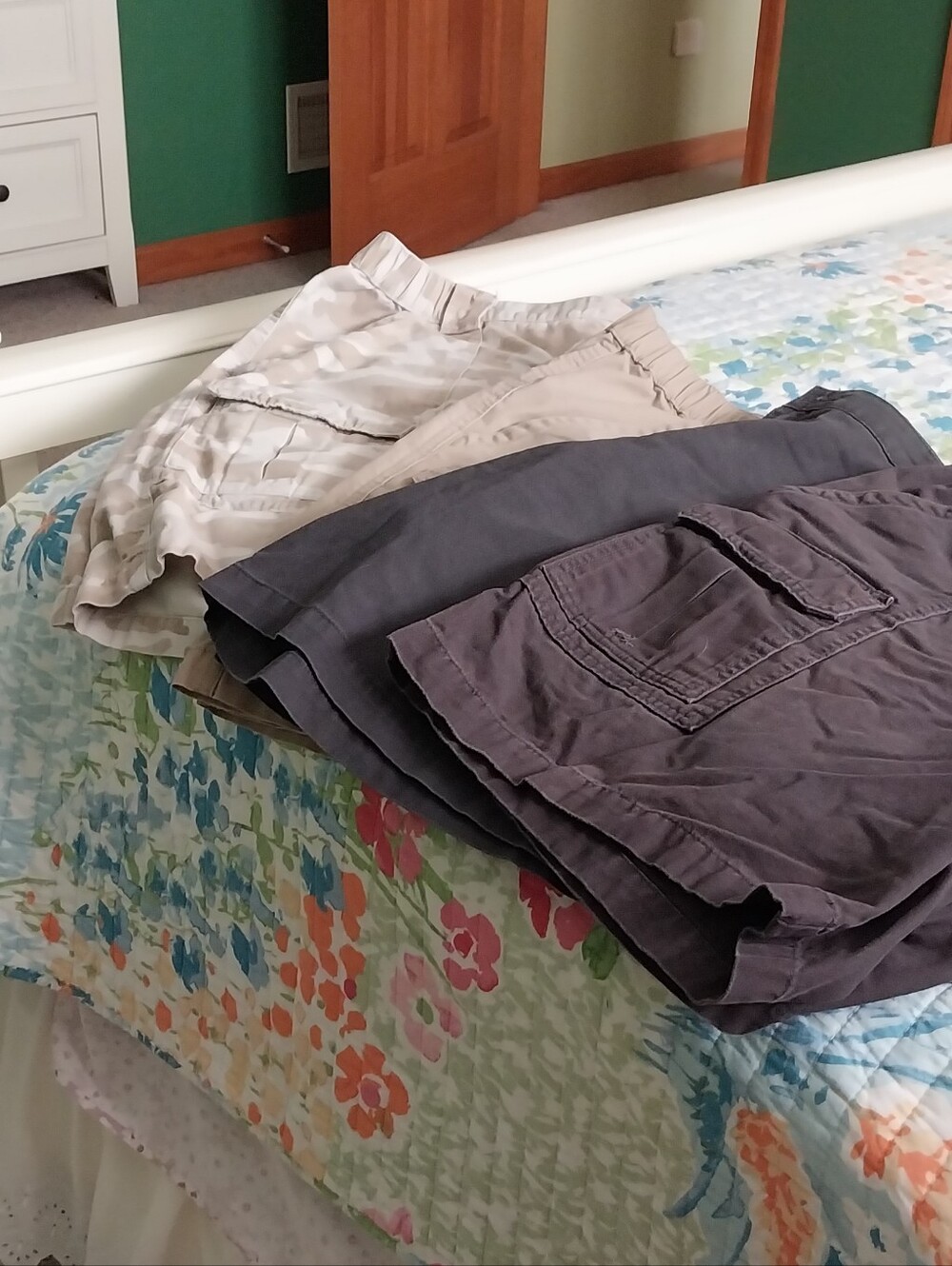 MENS 4 Pair Savane Men's Cargo Shorts in Dark Gray and Tan And Camo.
